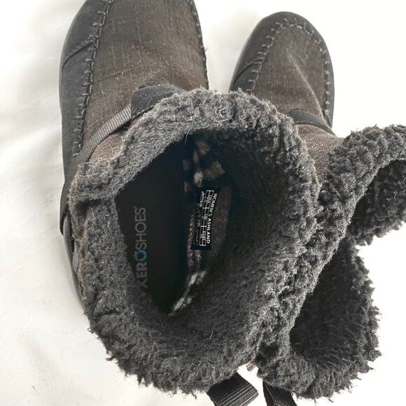 Xero Shoes Women's Ashland Black Ankle Boots Canvas Faux Fur Size 7.5 Booties - Picture 9 of 12